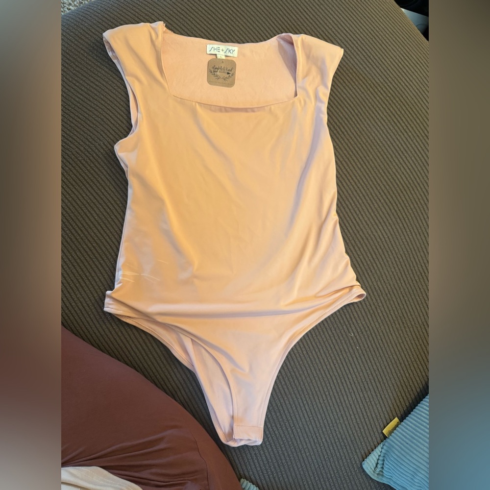 She + Sky Light Peach Kids Bodysuit